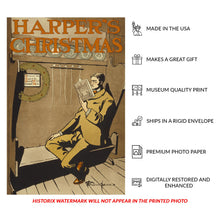 Load image into Gallery viewer, 1897 Harper's Christmas Magazine Poster - Victorian Era Holiday Advertising - Vintage American Publication Art - Archival Reproduction
