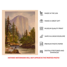 Cargar imagen en el visor de la galería, Digitally Restored and Enhanced 1871 Yosemite El Capitan Landscape Art Print - California Granite Cliff Scenery - Museum-Quality Print
