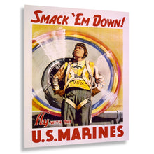 Load image into Gallery viewer, Digitally Restored and Enhanced 1942 Smack Em Down Fly US Marines WWII Recruitment Poster - World War II Military Propaganda - Archival Reproduction
