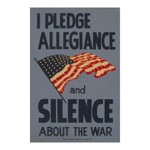 Cargar imagen en el visor de la galería, Digitally Restored and Enhanced 1943 Pledge Allegiance Silence American Flag WWII WPA Federal Art Project Poster - World War II Home Front Propaganda - Archival Reproduction
