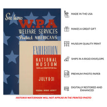 Load image into Gallery viewer, Digitally Restored and Enhanced 1936 WPA Welfare Services Exhibition Poster - Federal Art Project - Depression Era Social Programs - Historical Documentation
