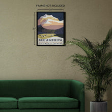 Cargar imagen en el visor de la galería, Digitally Restored and Enhanced 1936 Montana Mountains Tipi See America WPA Federal Art Project Travel Poster - Depression Era Art Deco - Archival Reproduction
