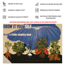 Load image into Gallery viewer, Digitally Restored and Enhanced 1941 Grow It Yourself Victory Garden WWII WPA Federal Art Project Poster - World War II Home Front Art - Archival Reproduction
