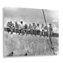 Cargar imagen en el visor de la galería, Digitally Restored and Enhanced 1932 Lunch Atop A Skyscraper Photo Print - Vintage Photo of Eleven Ironworkers Having Lunch Atop A Skyscraper Wall Art
