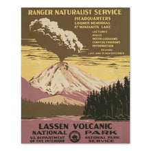 Load image into Gallery viewer, Digitally Restored and Enhanced 1938 Lassen Volcanic National Park Travel Poster - WPA Federal Art Project - California Tourism Promotion - Museum Print
