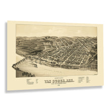 Load image into Gallery viewer, Digitally Restored and Enhanced 1888 Van Buren Arkansas Map Poster - Vintage Perspective Map of Van Buren City Crawford County Arkansas Wall Art Print
