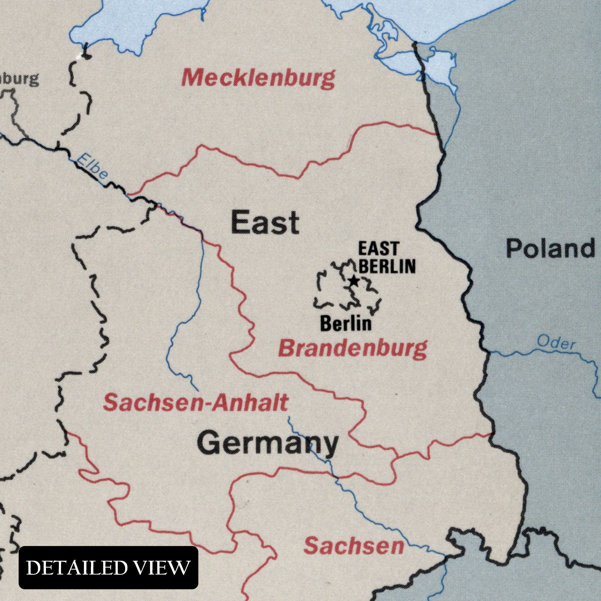 1990 Map 1990 East Germany & West Germany Map Print Wall Art Poster – Historic ...