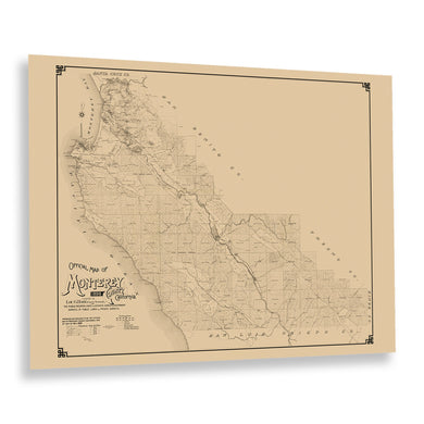 Digitally Restored and Enhanced 1898 Monterey County California Map Poster - Vintage Map Print of Monterey CA - Official Map of Monterey County California