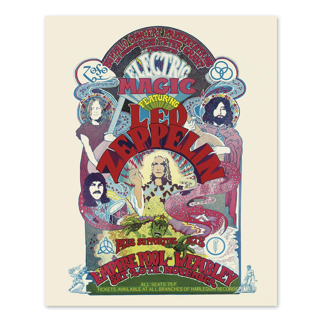 Digitally Restored and Enhanced 1971 Led Zeppelin Poster Matte - Vintage Poster of Led Zeppelin United Kingdom Concert Tour - Led Zeppelin Wall Art Poster