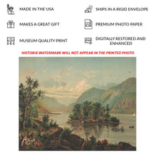 Load image into Gallery viewer, Digitally Restored and Enhanced 1882 Picnic at Lake George New York Gilded Age Victorian Print - Americana Scenic Art - Archival Reproduction
