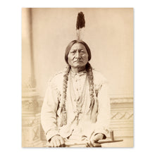 Cargar imagen en el visor de la galería, Digitally Restored and Enhanced 1885 Sitting Bull Photo Print - Vintage Portrait Photo of Chief Sitting Bull Lakota Warrior Holding Peace Pipe Wall Art
