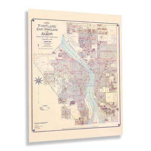 Digitally Restored and Enhanced 1889 Portland Oregon Map Print - Vintage Map of Portland East Portland & Albina - Old Map of Portland Oregon Wall Art