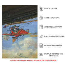 Load image into Gallery viewer, Digitally Restored and Enhanced 1900 Futuristic Air Travel Poster - Victorian Aviation Fantasy Flying Machines - Turn of Century - Archival Print
