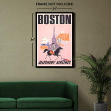 Load image into Gallery viewer, Digitally Restored and Enhanced 1950 Boston Allegheny Airlines Travel Poster - Paul Revere Revolutionary War Heritage - Mid-Century Aviation - Archival Print
