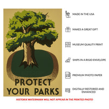 Load image into Gallery viewer, Digitally Restored and Enhanced 1938 Protect Your Parks Ohio Conservation WPA Federal Art Project Poster - Depression Era Art Deco - Archival Reproduction
