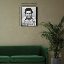 Load image into Gallery viewer, Digitally Restored and Enhanced 1976 Pablo Escobar Photo Print - Vintage Photo of Pablo Escobar Mugshot Poster Wall Art - Old Photo of Pablo Escobar Poster
