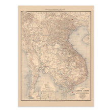 Load image into Gallery viewer, Digitally Restored and Enhanced 1895 Indochina Map Print - Vintage Map of Indochina Poster Wall Art - Old Vietnam Laos Cambodia Map in Southeast Asia
