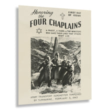 Cargar imagen en el visor de la galería, Digitally Restored and Enhanced 1948 Honoring The Four Chaplains Photo Print - Vintage Photo of The Four Chaplains as SS Dorchester Sinks Poster Wall Art
