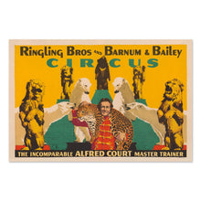 Cargar imagen en el visor de la galería, Digitally Restored and Enhanced 1941 Ringling Bros Barnum Bailey Circus Poster - Alfred Court Animal Trainer - Golden Age Americana - Archival Print
