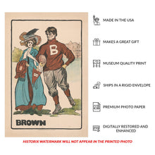Load image into Gallery viewer, Digitally Restored and Enhanced 1902 Brown University Vintage College Poster - Ivy League Football Athletics - Edwardian Era Sports Art - Archival Reproduction
