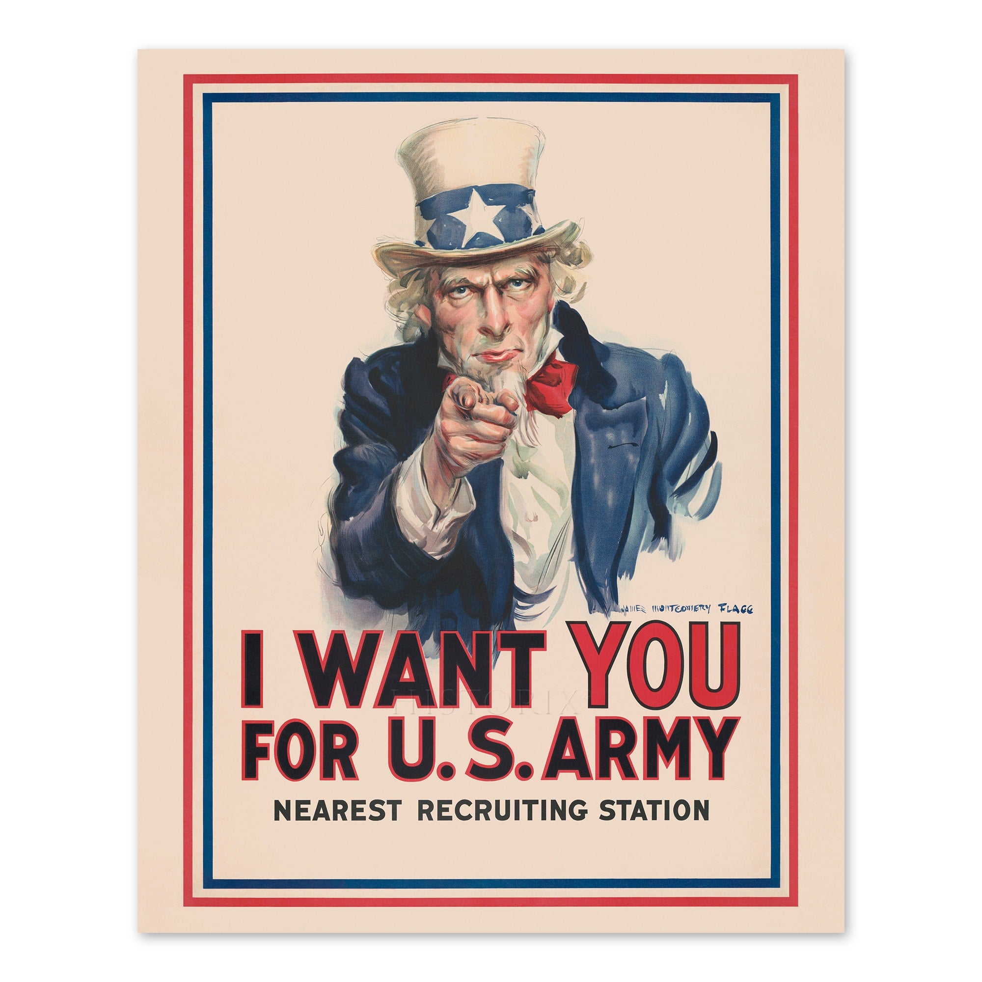 1917 Uncle Sam I Want You For US Army Poster Matte Print Wall Art