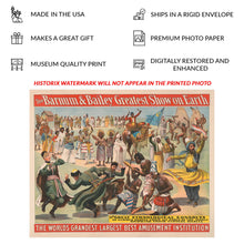 Load image into Gallery viewer, Digitally Restored and Enhanced 1895 Barnum &amp; Bailey Circus Poster 1895 Barnum &amp; Bailey Circus Poster - Ethnological Congress Dancing Performers - Gilded Age Spectacle - Archival Print
