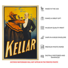 Cargar imagen en el visor de la galería, Digitally Restored and Enhanced 1899 Kellar Magician Poster - Dean of Magicians - Victorian Golden Age Theater Magic - Archival Print
