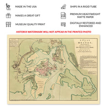 Cargar imagen en el visor de la galería, Digitally Restored and Enhanced 1776 Boston Map Poster - Plan of Boston and Its Environs Wall Art Print - Vintage Map of Boston and Its Environs
