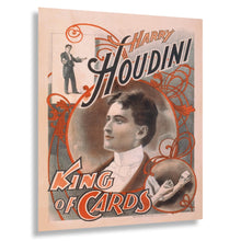 Load image into Gallery viewer, Digitally Restored and Enhanced 1895 Harry Houdini King of Cards Magic Poster - Victorian Era Magician - Entertainment History Art - Archival Reproduction
