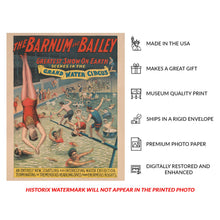 Load image into Gallery viewer, Digitally Restored and Enhanced 1895 Barnum &amp; Bailey Circus Poster - Grand Water Circus Aquatic Spectacle - Victorian Americana - Archival Print

