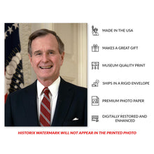 Cargar imagen en el visor de la galería, Digitally Restored and Enhanced George H W Bush 41st President of the United States Official Portrait Photo Print Poster
