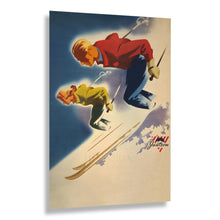 Cargar imagen en el visor de la galería, Digitally Restored and Enhanced 1947 Alpine Skiing Poster - Mid-Century Winter Sports Advertising - Vintage Recreation Art - Archival Reproduction
