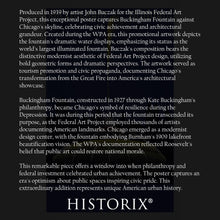 Load image into Gallery viewer, Digitally Restored and Enhanced 1939 Chicago Buckingham Fountain Travel Poster - WPA Federal Art Project - Urban Tourism Architecture - Archival Reproduction
