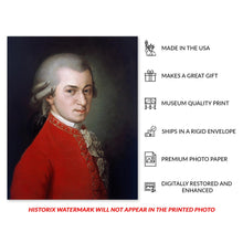 Cargar imagen en el visor de la galería, Digitally Restored and Enhanced 1819 Wolfgang Amadeus Mozart Photo Print - Vintage Portrait of Classical Music Composer Wolfgang Amadeus Mozart Poster
