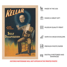 Cargar imagen en el visor de la galería, Digitally Restored and Enhanced 1897 Kellar Magician Poster - Self Decapitation Mystery - Victorian Golden Age Theater Magic - Archival Print
