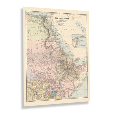 Digitally Restored and Enhanced 1910 The Nile Valley Map Print - Nile Valley Map Including Egypt Nubia Uganda Abyssinia British East Africa & Somali Land