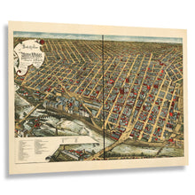 Cargar imagen en el visor de la galería, Digitally Restored and Enhanced 1891 Bird's Eye View of Minneapolis Minnesota Map - Vintage Aerial Cartography - Historic City Panorama - Archival Reproduction
