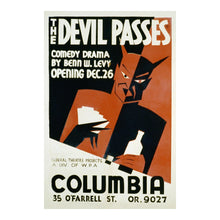 Load image into Gallery viewer, Digitally Restored and Enhanced 1936 The Devil Passes San Francisco WPA Federal Art Project Theatre Poster - Depression Era Art Deco - Archival Reproduction
