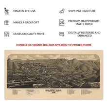 Load image into Gallery viewer, Digitally Restored and Enhanced 1882 Golden Colorado Bird's Eye View Map - Western Mining Town Cartography - Frontier Development - Archival Reproduction
