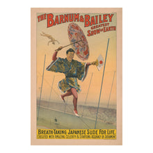 Load image into Gallery viewer, Digitally Restored and Enhanced 1898 Barnum &amp; Bailey Circus Poster - Japanese Slide for Life Daredevil Act - Victorian Aerialist - Archival Print
