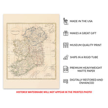 Load image into Gallery viewer, Digitally Restored and Enhanced 1799 Ireland Map Poster - Vintage Map of Ireland Wall Art - Historic Poster Map of Ireland - Old Map of Ireland Print
