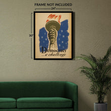Load image into Gallery viewer, Digitally Restored and Enhanced 1936 Democracy A Challenge Statue of Liberty WPA Federal Art Project Poster - Depression Era Art Deco - Archival Reproduction
