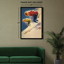 Cargar imagen en el visor de la galería, Digitally Restored and Enhanced 1947 Alpine Skiing Poster - Mid-Century Winter Sports Advertising - Vintage Recreation Art - Archival Reproduction
