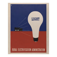 Load image into Gallery viewer, Digitally Restored and Enhanced 1937 Rural Electrification Administration Light Poster - New Deal WPA Federal Art Project - Art Deco - Archival Reproduction
