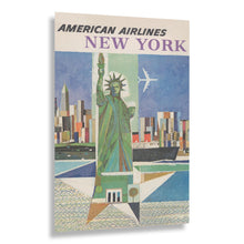 Cargar imagen en el visor de la galería, Digitally Restored and Enhanced 1964 American Airlines New York Travel Poster - Statue of Liberty - Mid-Century Jet Age Aviation - Archival Print

