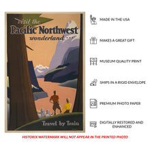Load image into Gallery viewer, Digitally Restored and Enhanced 1925 Pacific Northwest Travel Poster - Wonderland Mountains Forests - Roaring Twenties Tourism - Archival Print

