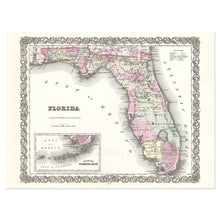 Load image into Gallery viewer, Digitally Restored and Enhanced 1855 Florida Map Poster - Vintage Florida Map Wall Art Print - History Map of Florida Poster - Old Map of Florida Wall Art
