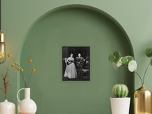 Load image into Gallery viewer, Digitally Restored and Enhanced 1957 Les Paul &amp; Mary Ford Photo Print - Vintage Portrait Photo of Les Paul and Mary Ford Playing Guitar Poster

