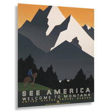 Load image into Gallery viewer, Digitally Restored and Enhanced 1936 Montana See America Travel Poster - WPA Federal Art Project - Depression Era Western Tourism - Museum-Quality Reproduction
