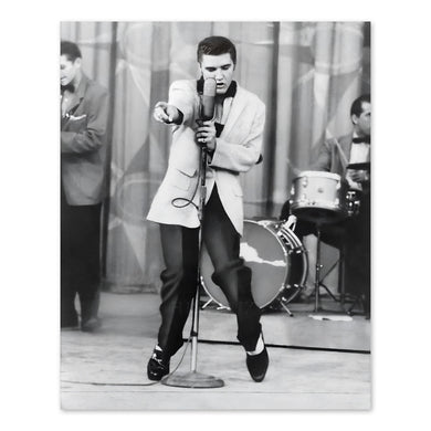 Digitally Restored and Enhanced 1956 Elvis Presley Photo Print - Vintage Photo of King of Rock and Roll Elvis Presley Poster Wall Art Performing on Stage 